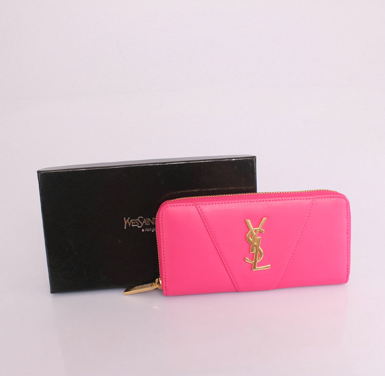 YSL zip wallet 1357 rosered
